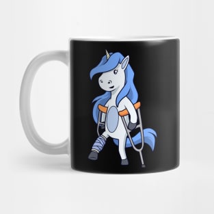 On crutches - cartoon unicorn Mug